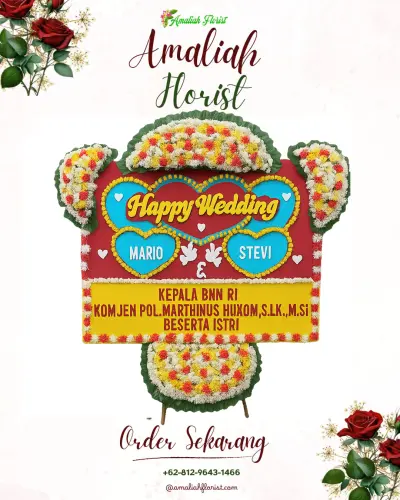 Karangan Papan Bunga Pernikahan di Nunhila